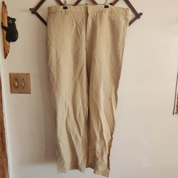 Polo Ralph Lauren Silk Linen Lightweight Casual Straight Leg Pant Cream 38 X 30